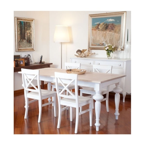 Bílý dřevěný rozkládací jídelní stůl Castagnetti Adeline