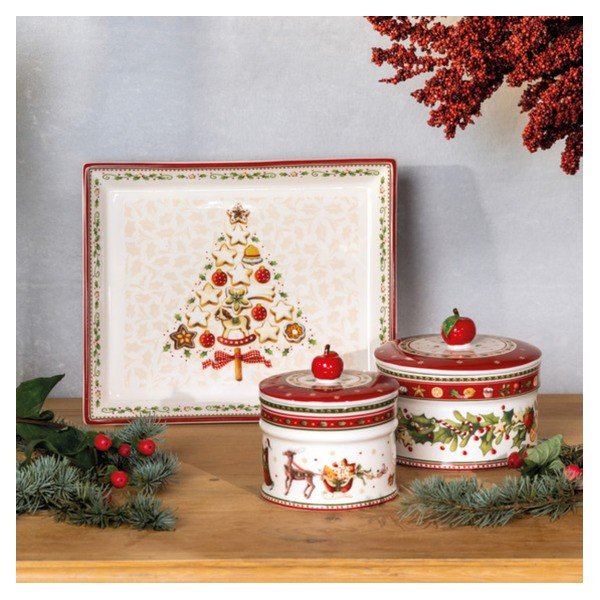 Punane ja beež portselanist serveerimistaldrik jõulumotiividega Villeroy & Boch, 27,4 x 22,7 cm - Villeroy&Boch-image-1