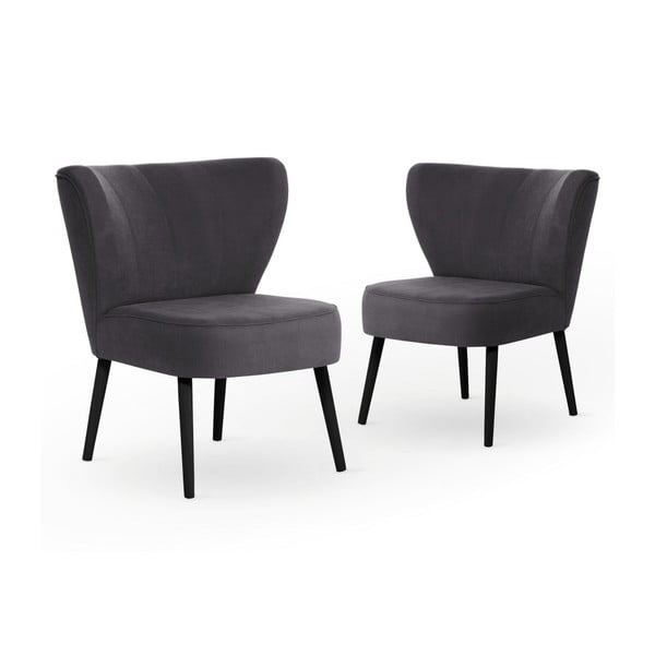 Sada 2 tmavě šedých jídelních židlí s černými nohami My Pop Design Hamilton