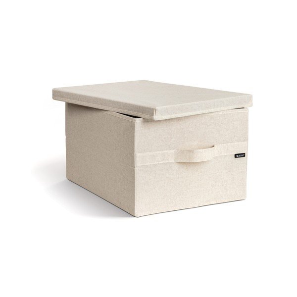Beež tekstiilist hoiukast koos kaanega 36x46x25 cm Soft Storage Large - Bigso-image-1