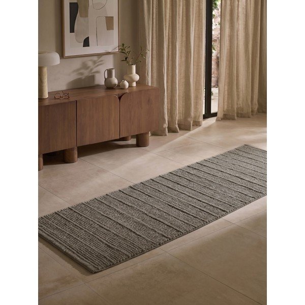 Tumehall/tumepruun käsitsi kootud villane vaip 80x250 cm Camden Parker - Ted Baker-image-1