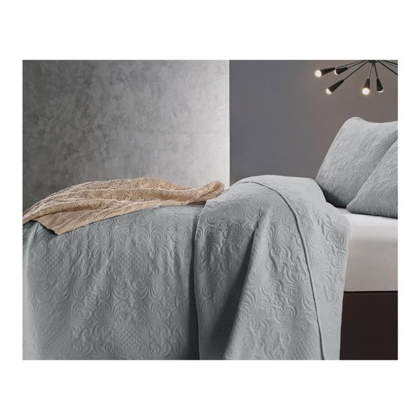 Světle šedý přehoz z mikroperkálu s povlakem na polštář Dreamhouse Velvet Clara, 180 x 250 cm-image-2
