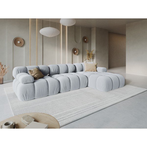 Hall sametist mooduldiivan (parem nurk/diivanvoodiga) - Micadoni-image-1