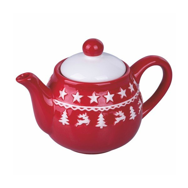 Punane ja valge jõulukeraamiline teekann 520 ml Xmas - VDE Tivoli 1996-image-1