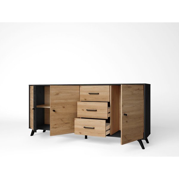 Must/loomulik madal kapp tammepuust 181x81 cm Bocami - Marckeric-image-3