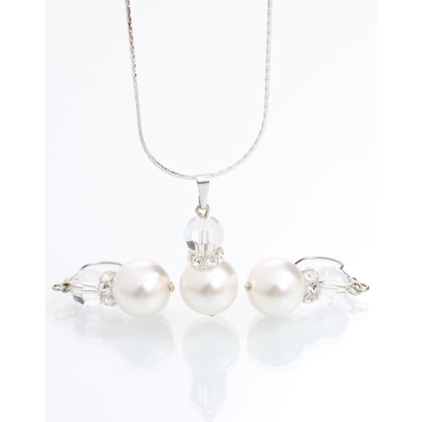 Set náhrdelníku a náušnic Yasmine Pearl Crystal