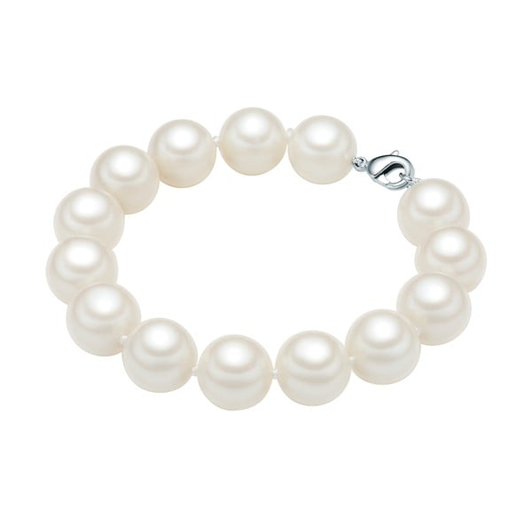 Náramek s bílými perlami ⌀ 12 mm Perldesse Muschel se zapínáním, délka 21 cm