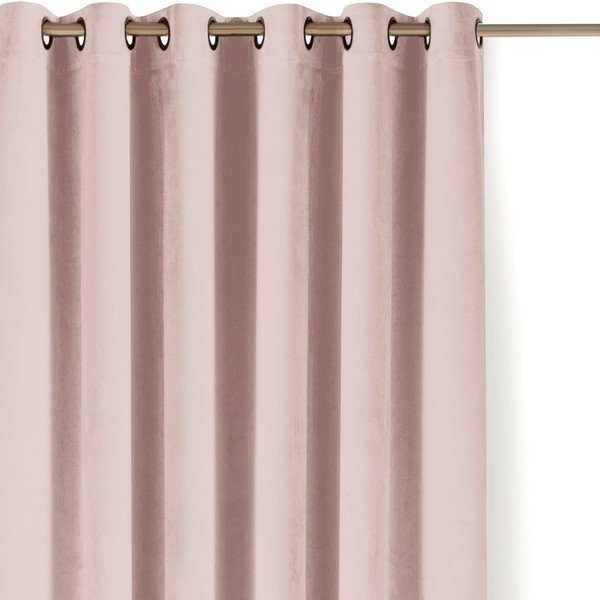 Heleroosa sametist pimendav kardin 265x225 cm Velto - Filumi