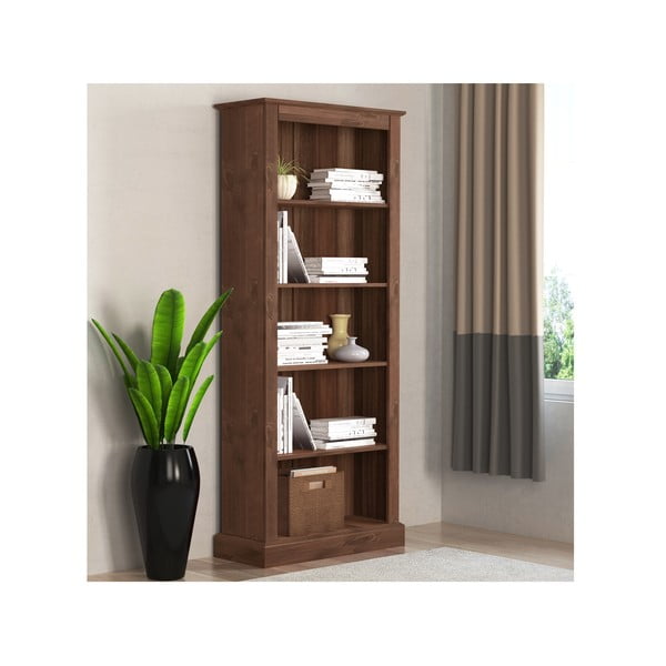 Pruun männipuidust raamaturiiul 181x31 cm Mille - Støraa-image-1