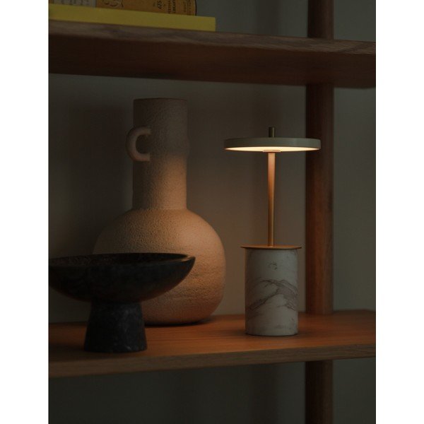 Kreem marmorist LED dimmerdatav lauavalgusti metallist lambivarjuga (kõrgus 25,5 cm) Asteria Move Mini - UMAGE-image-1
