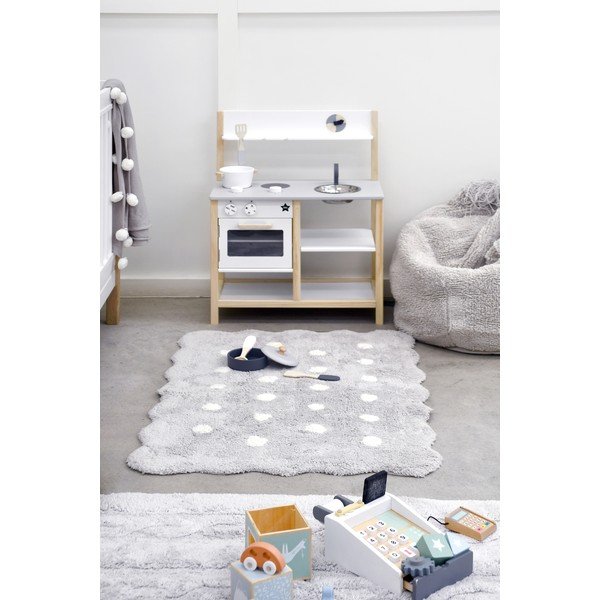 Hall pestav käsitsi kootud puuvillane laste vaip 70x100 cm Mini Biscuit Pearl Grey - Lorena Canals-image-1