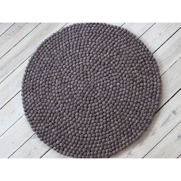 Pähklipruun pallivillane vaip , ⌀ 120 cm Ball Rugs - Wooldot-image-1