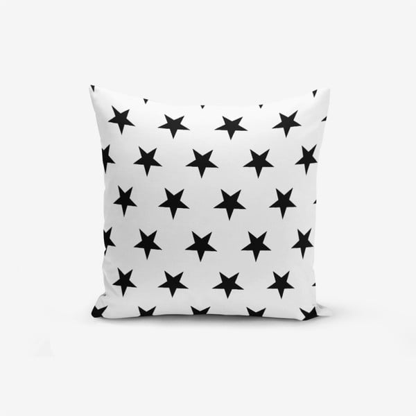 Must-valge padjaümbris puuvillaseguga Mustad tähed, 45 x 45 cm - Minimalist Cushion Covers