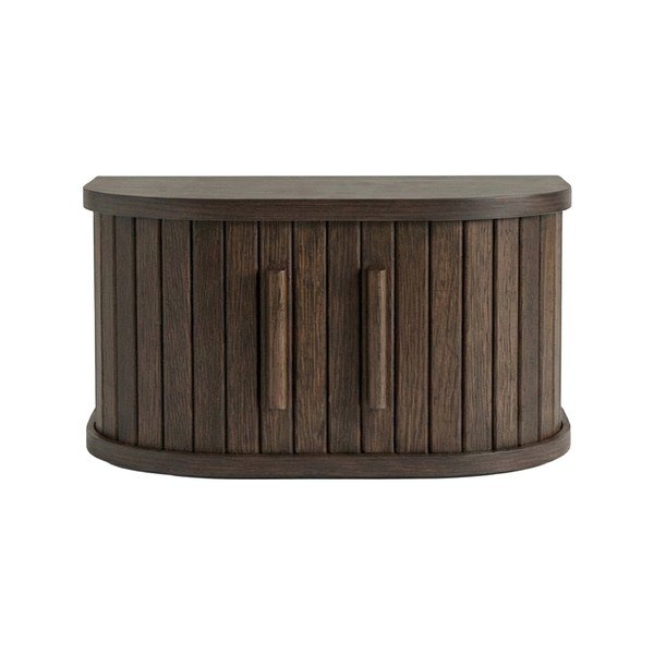 Rippuv/riiulitega öökapp tammepuust dekooriga tumedas naturaalses värvitoonis Meta - Unique Furniture-image-1