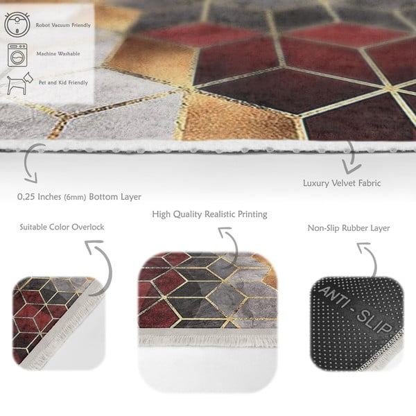 Hall ja veinine pestav vaip 120x180 cm - Mila Home-image-4