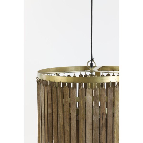 Pruun ripplamp puidust varjuga Gularo - Light & Living-image-3