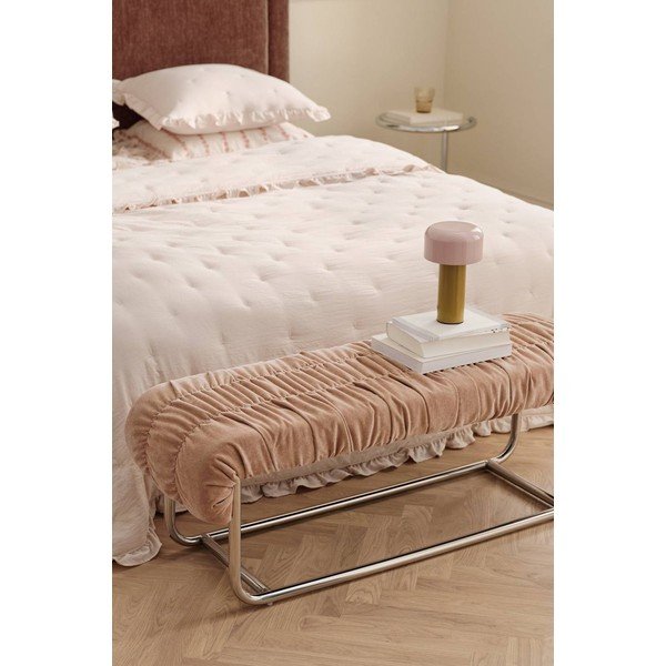 Antiikroosa šenillmetallist/polsterdatud pink Vellin - Ellos Home-image-1