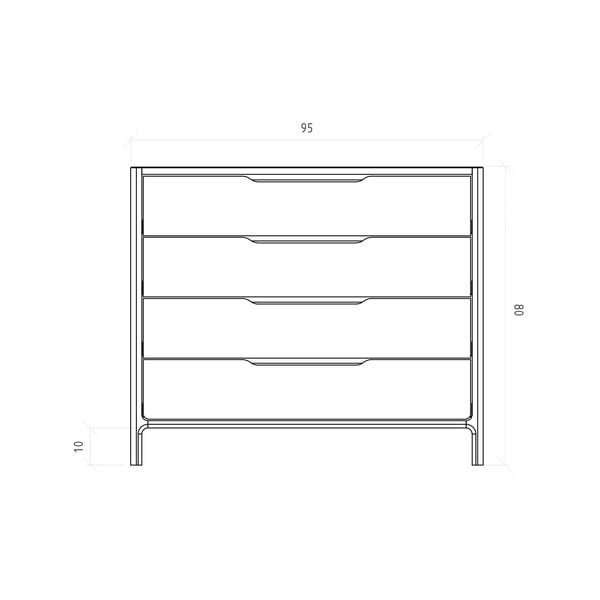 Tammepuidust madal kummut 95x80 cm Twig - The Beds-image-4