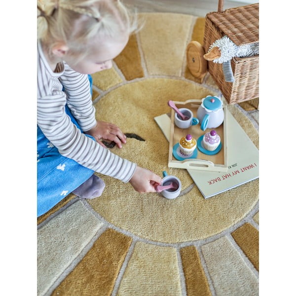 Beež/merevaiguvärvi villane laste vaip ø110 cm Sun - Bloomingville Mini-image-1