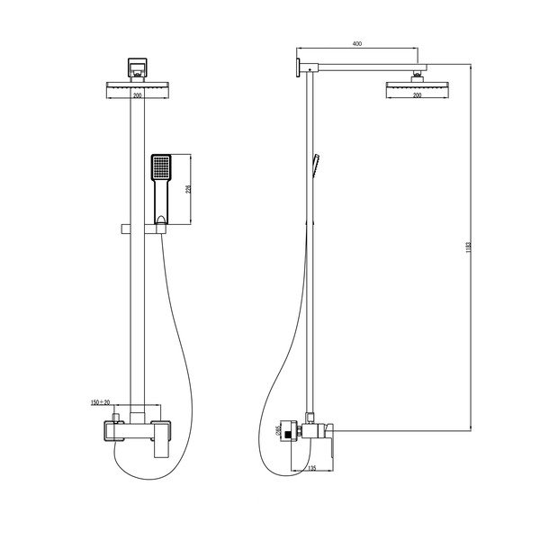 Läikiv hõbedane messingist dušikomplekt termostaatilise segistiga 118 cm Latus - Sapho-image-4