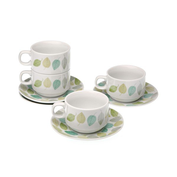 Sada 4 hrnečků s podšálky a stojánkem Versa Leaf-image-1