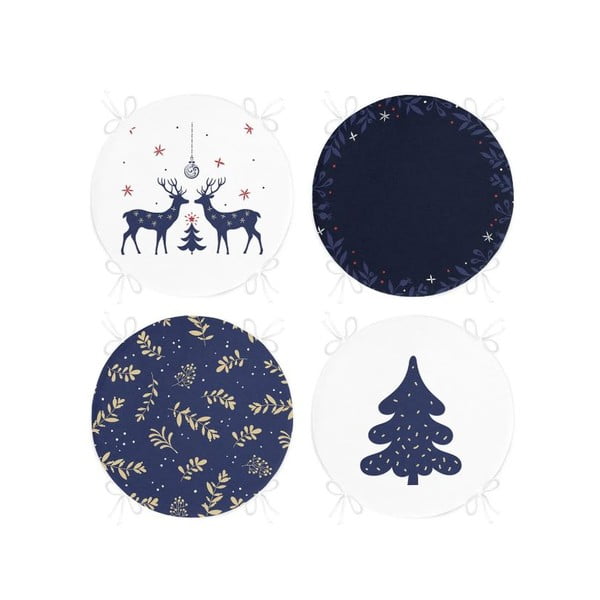 Jõulumotiiviga istmepadjad 4tk komplektis, ø 40 cm Blue Christmas - Mila Home