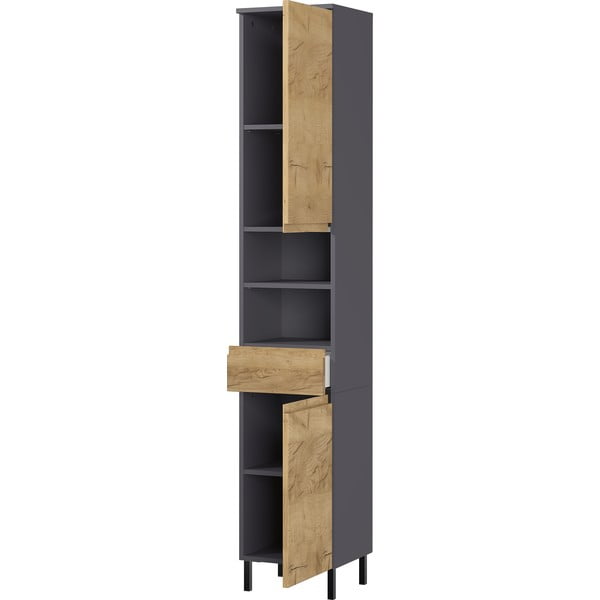 Tumehall kõrge vannitoakapp tammedekoriga 34x190 cm Salinas - Germania-image-1