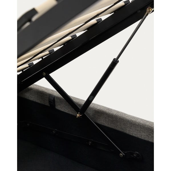 Hall polsterdatud kaheinimesevoodi koos panipaiga ja voodipõhjaga 90x200 cm Nahiri - Kave Home-image-4