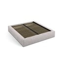 Beež polsterdatud kaheinimesevoodi koos panipaiga ja voodipõhjaga 200x200 cm Simon - Micadoni