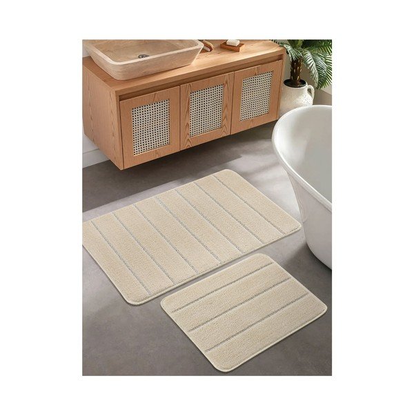 Kreemikad vannitoamatid komplektis 2 tükki 50x80 cm Yeni Cizgli - Foutastic-image-1