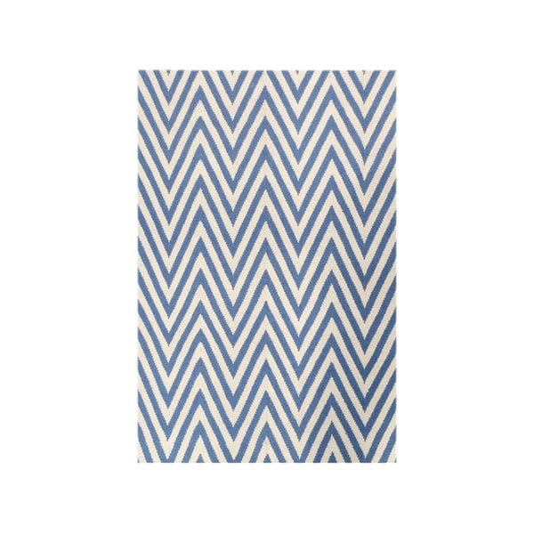 Vlněný koberec Zig Zag Light Blue, 200x140 cm