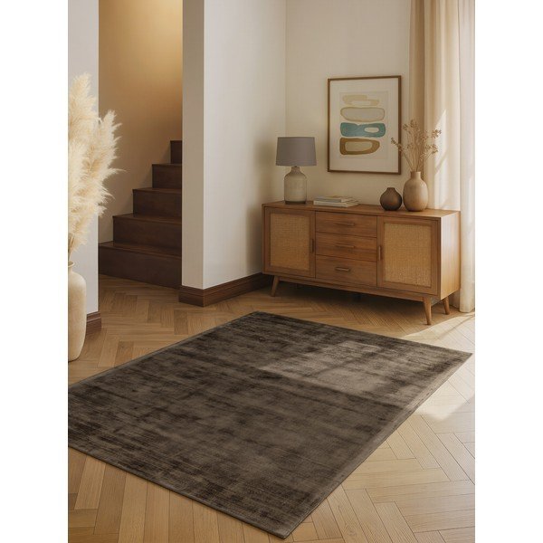 Pruun käsitsi kootud viskoosvaip 80x150 cm Noemi - Vikosa-image-1