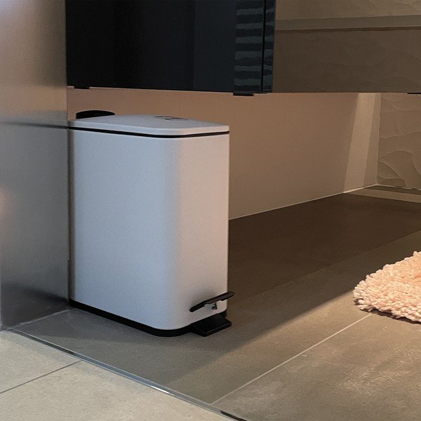 Matt valge terasest prügikast 5 l Erik - Spirella-image-1