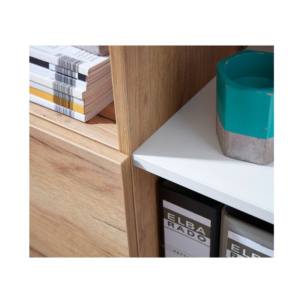 Valge raamaturiiul tammepuust 85x120 cm Lioni - Germania-image-4