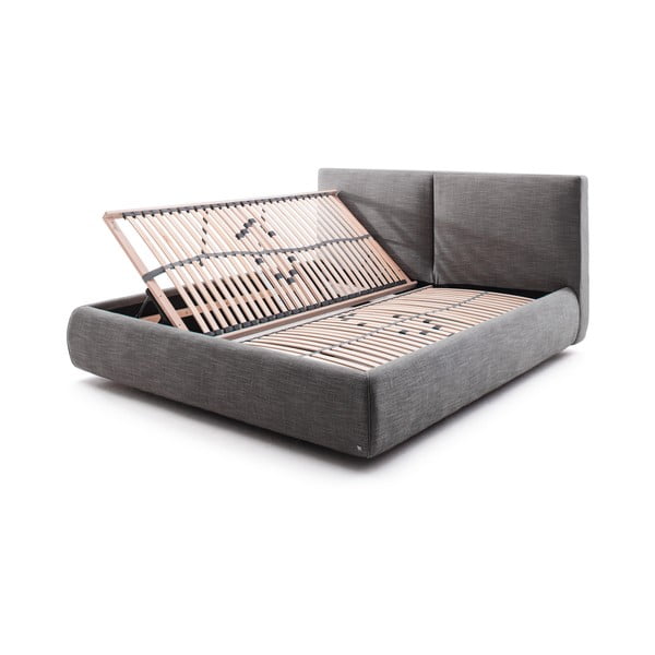 Tumehall polsterdatud kaheinimesevoodi koos voodipõhja ja panipaigaga 180x200 cm Atesio - Meise Möbel-image-2