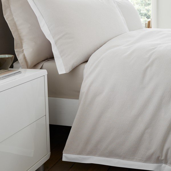 Kreemikas puuvillane perkaal-voodipesu ühele inimesele 135x200 cm Seersucker Woven Stripe - Bianca-image-4