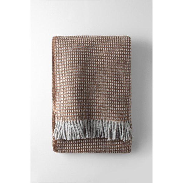 Pruun pleed puuvilla seguga 140x180 cm Uniwaffle – Euromant