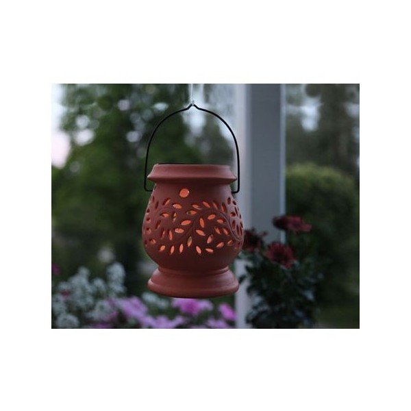 Punane keraamiline LED-latern, kõrgus 14 cm Clay - Star Trading-image-2