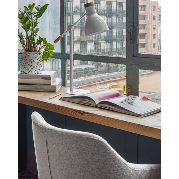 Valge pöögipuidust lauavalgusti metallist varjuga (kõrgus 54 cm) Tescarle - Kave Home-image-1