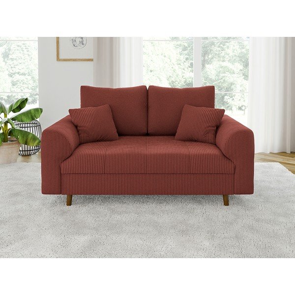 Tellisevärvi velvetist diivan 150 cm Ariella – Ropez-image-1