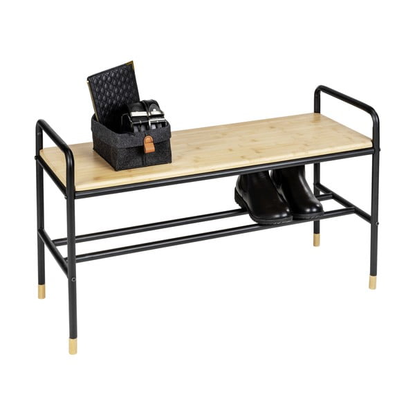 Must/füüsiline metallist jalatsiriiul koos pingiga Loft - Wenko-image-4