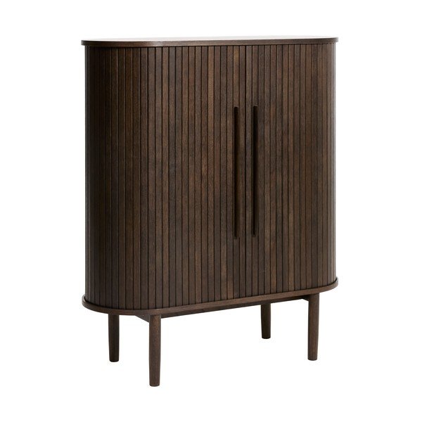 Tammepuust kapp lükandustega tumedas naturaalses värvitoonis 100x118x40 cm Meta - Unique Furniture