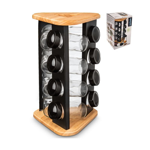 12-osaline maitseainepurkide komplekt koos alusega Black - Orion-image-1