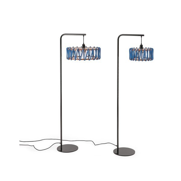 Musta konstruktsiooniga ja suure sinise varjuga põrandalamp Macaron - EMKO-image-3