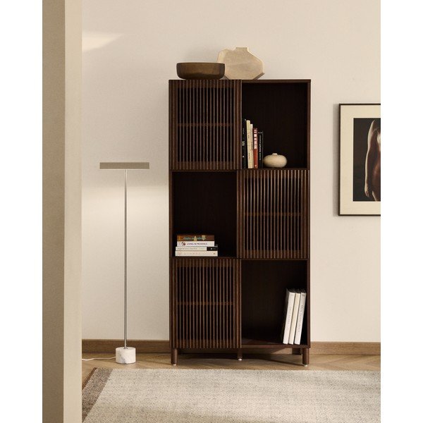 Tumepruun lükandustega raamaturiiul 84,5x170x42,5 cm Beyla - Kave Home-image-1