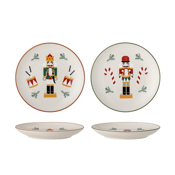 Valged kivikeraamikast taldrikud jõulumotiividega, 2 tk komplektis ø 16 cm Jolly - Bloomingville-image-2