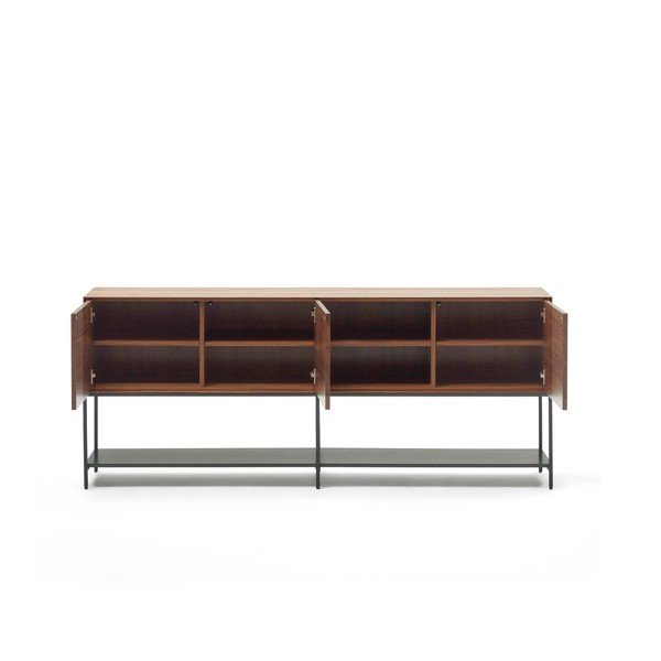 Pähklipuu dekooriga madal kummut 195x80 cm Vedrana - Kave Home-image-2