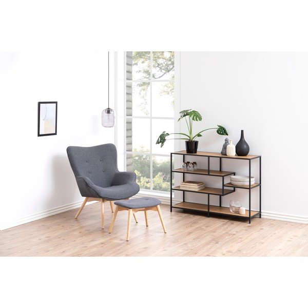 Must/loomulik tammepuust raamaturiiul 114x78 cm Seaford - Actona-image-1