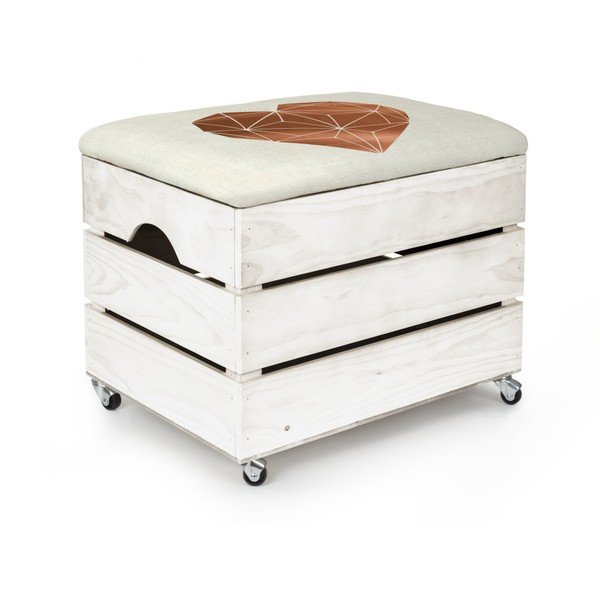 Valge hoiukast istmega Süda, 50 x 35 cm - Really Nice Things