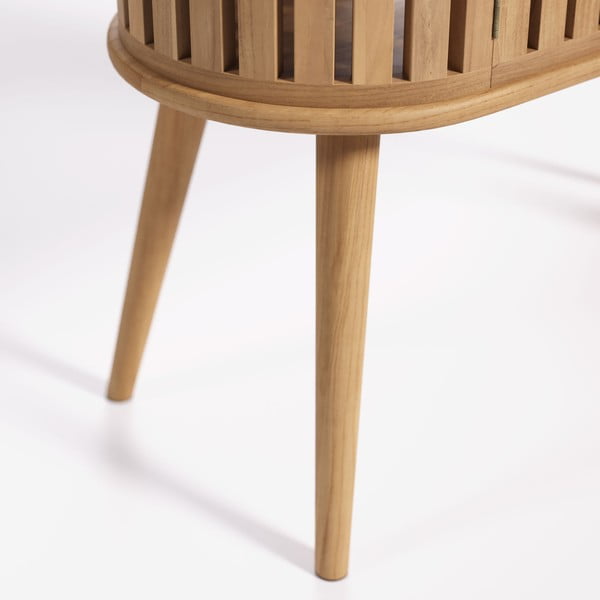 Valge/puiduvärvi tiikpuu täispuidust valamuga üksus  90x90 cm Rokia – Kave Home-image-4